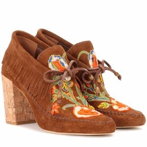 NWOB Tory Burch Huntington Embroidered Fringe Boot